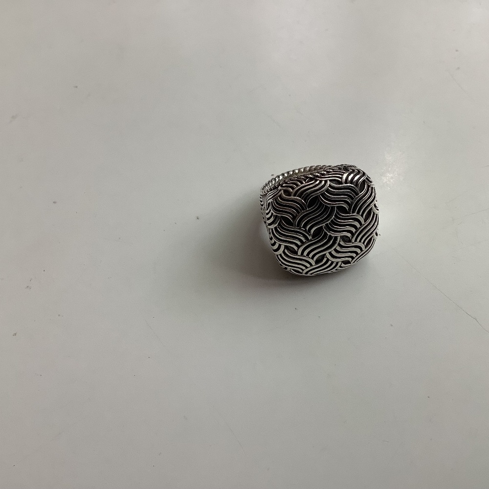 JAI Sterling Silver Textured Dome Ring, Wave, size 6